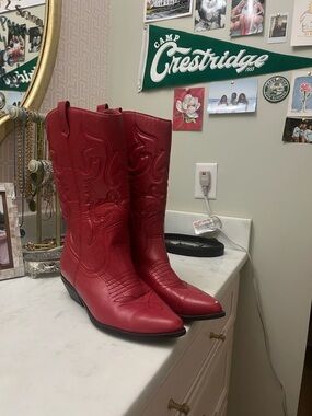 Women's Red Western Ankle Boots - Bold Cowboy Booties
